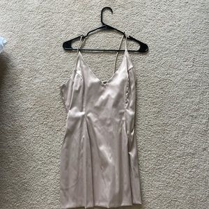 champagne satin dress from Hazel Boutique!